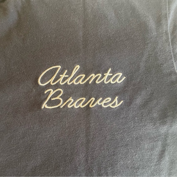 Atlanta Braves New Era Golf T-Shirt Small Embroidered Front Baseball Navy White - Picture 5 of 9